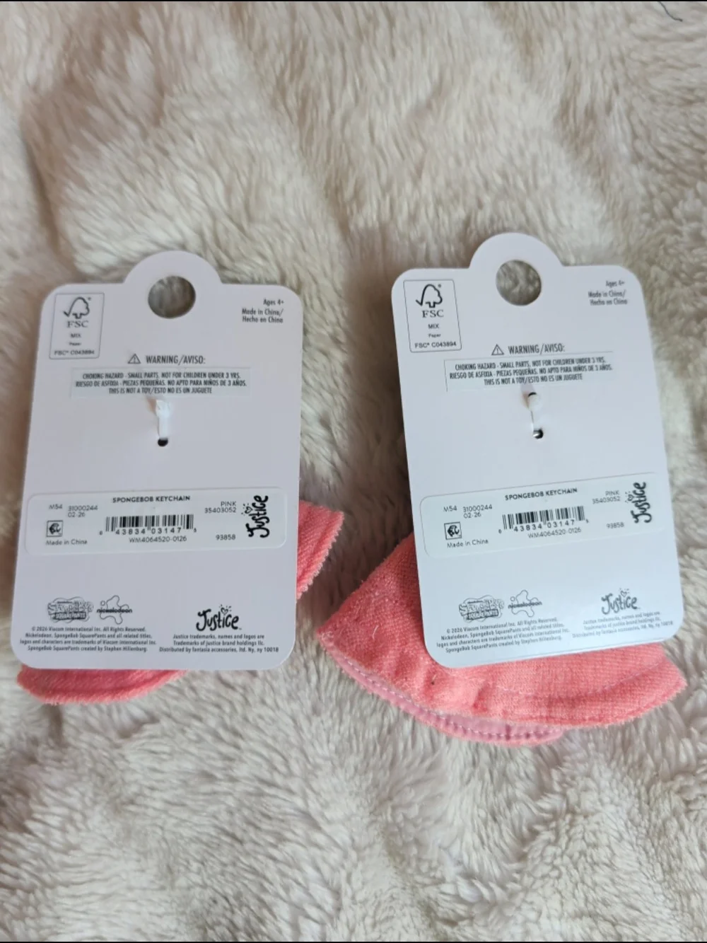 Justice Coral Pink Patrick Star Bucket Hat Bag Charms (Set of 2)